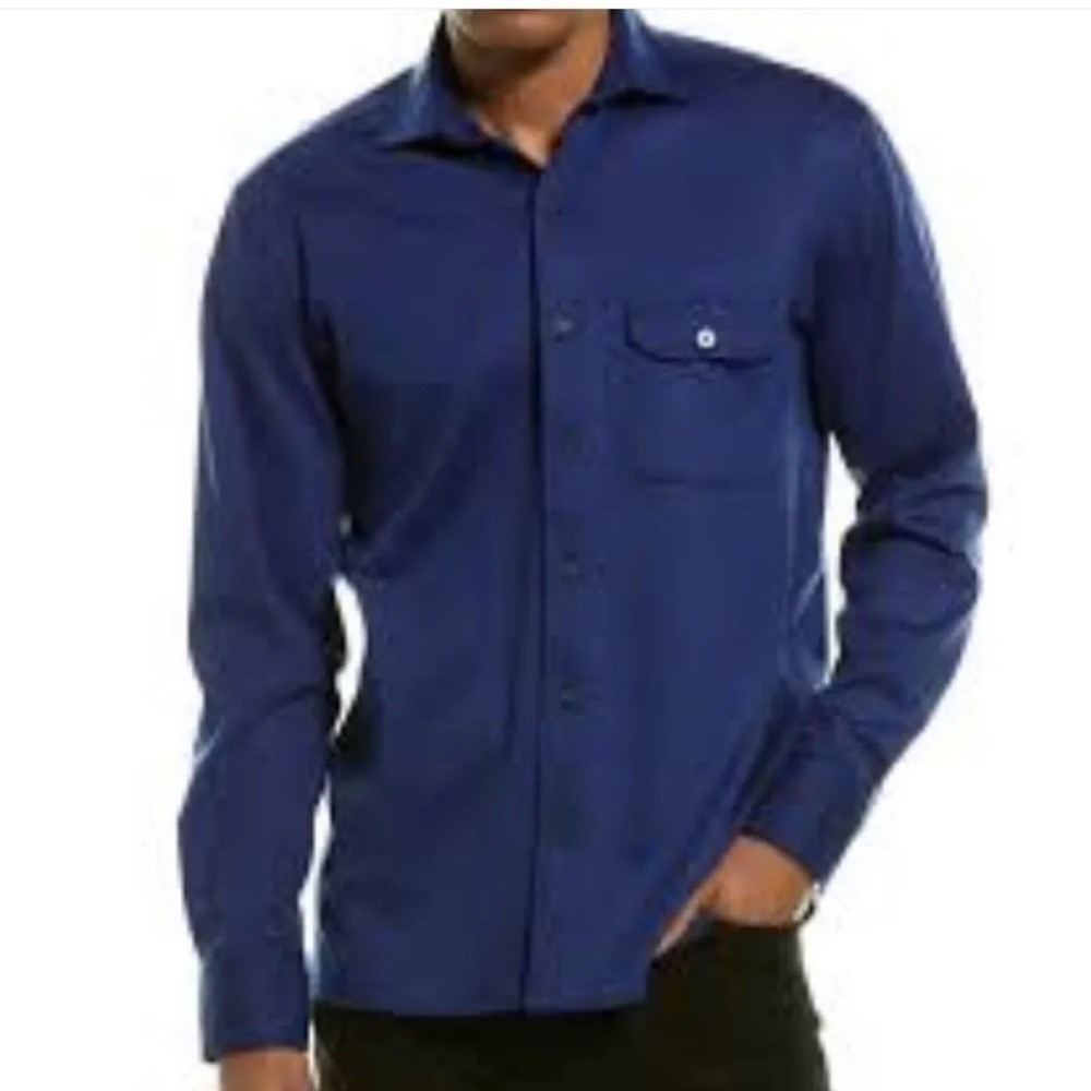 New JEFF Denim Blue Midwood Long Sleeve Button Up Shirt Men's Size S NWT